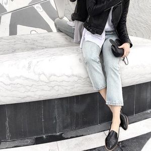 OAK + FORT Light Wash Straight Jeans